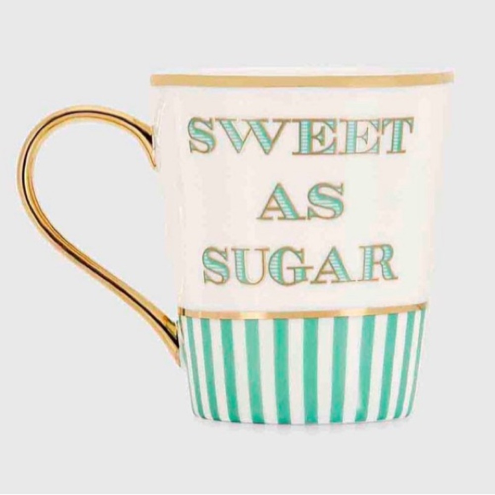 DRAPER JAMES Sweet as Sugar Brunch Collection Tea Cup Coffee Mug Gold Accent